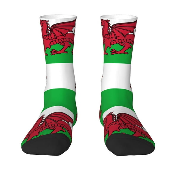 Women Colorful Crew Socks Welsh Flag Novelty Fun Socks For Mens