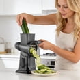 thumbnail image 4 of Cambom Rotary Cheese Grater Hand Crank Cheese Shredder for Fresh Cheese, Vegetable, Nuts,Non- Suction Base, Free Cleaning Brush Three Blades,Dark Gray, 4 of 8