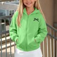 thumbnail image 2 of fatyb Zip up Hoodies for Girls Long Sleeve Hooded Jacket Kids Cute Bow Print Sweatshirt with Pockets, 2 of 7