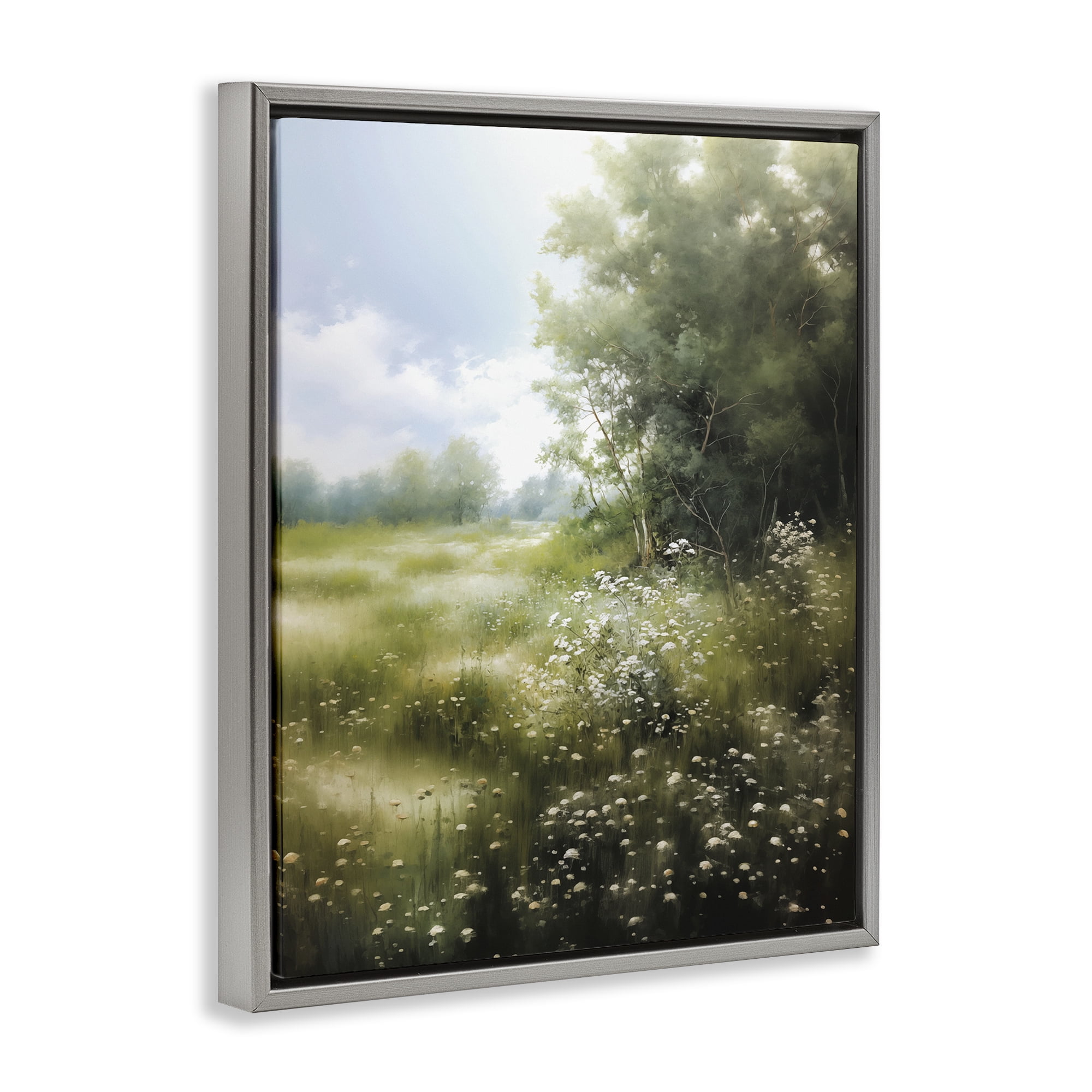 Stupell Industries Greener Pastures Landscape Gray Framed Floater Canvas Wall Art, design by Heidi Kuntz