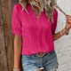 thumbnail image 4 of Camiseta Blusa Blusa informal con manga de burbuja, estilo elegante, camisa de talla grande para mujer, traje de vacaciones Ygjytge Rosa Roja Xxxl para Mujer, 4 of 7