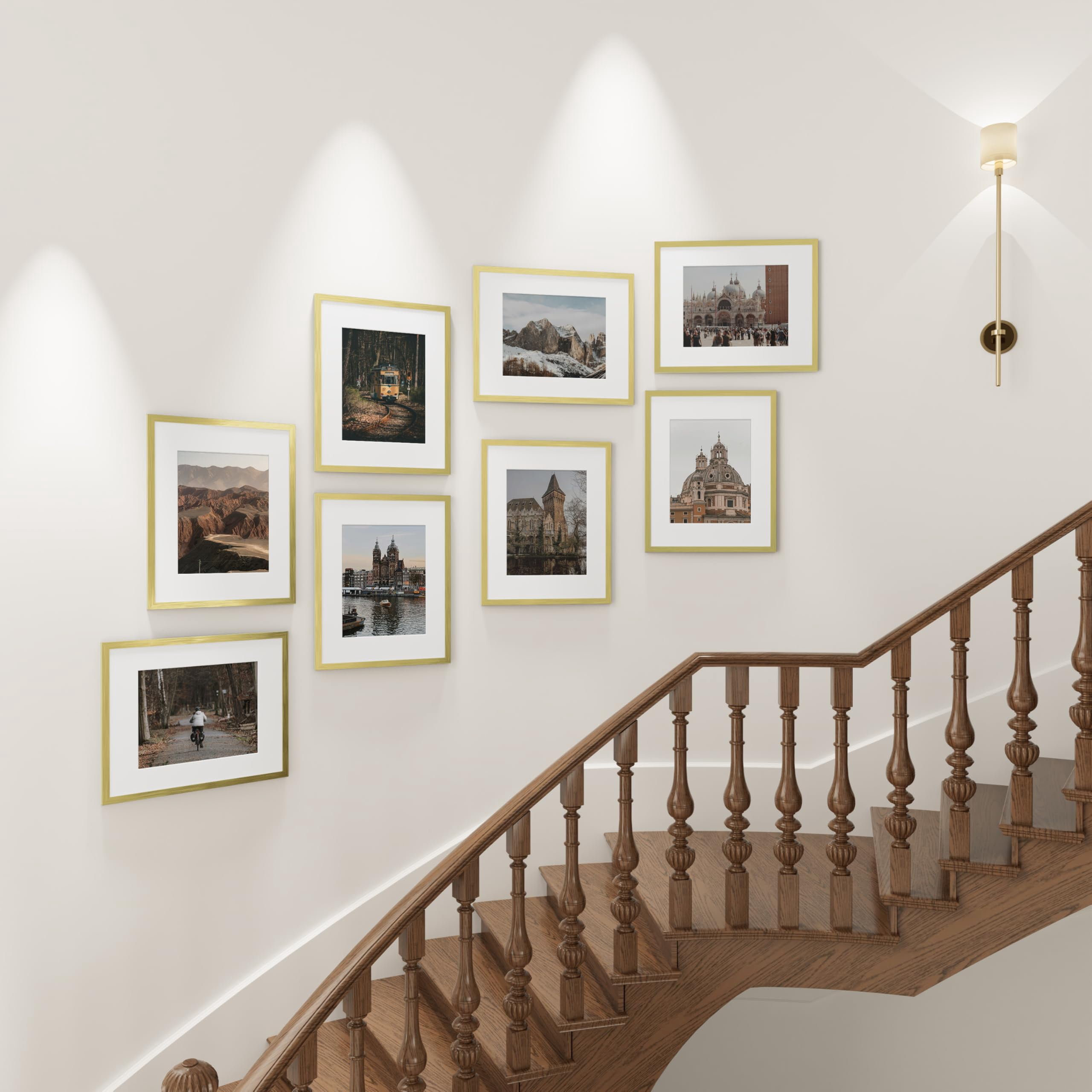 decorUhome 16x20 Picture Frame for Wall, Plexiglass, Displays Poster 11x14 with Mat or 16x20 without Mat, PVC Frame Material, Horizontal or Vertical Hanging, Gold