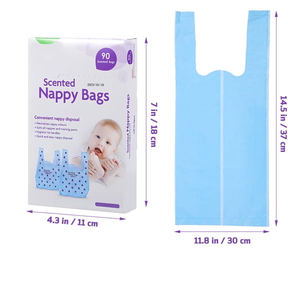 2 Boxes Disposable Scented Diaper Bags Travel Nappy Trash Waste Bags for Baby Diaper Disposal