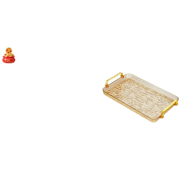 Escultura de escritorio,Estatua de la Cuenca del Tesoro,regalo de cumpleaños de Feng Shui,Bandeja para servir,Bandeja de cocina rectangular con asa,Bandeja de almacenamiento Plato para servir