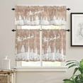 thumbnail image 2 of Vintage Christmas Wood Grain Kitchen Curtains and Valances Set, Xmas Elk Tree Snowflake Rod Pocket Window Valance 18 Inch Window Curtain Panels for Living Room Bedroom Laundry, 27.5x24in, 3 Pieces, 2 of 7