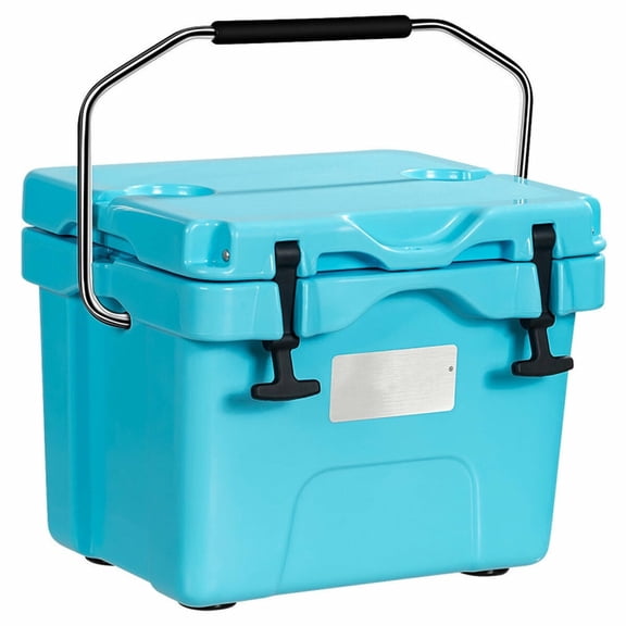 Biotree 16 Quart Portable Insulated Ice Cooler with 2 Cup Holders and 24 Can Capacity for Camping and Fishing and Beach, Blue