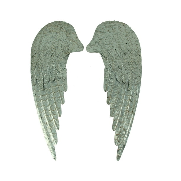 Galvanized Metal Rustic Angel Wings Wall Decor Set