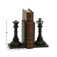thumbnail image 4 of DecMode 5" Chess Black Polystone Bookends with King and Queen (Set of 2), 4 of 14