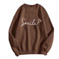 thumbnail image 3 of Ahdbta Sweatshirts for Women Trendy Letter Printed Long Sleeve Casual Pullover Tops Loose Fit Crewneck Warm Workout Tunic Tops, 3 of 5
