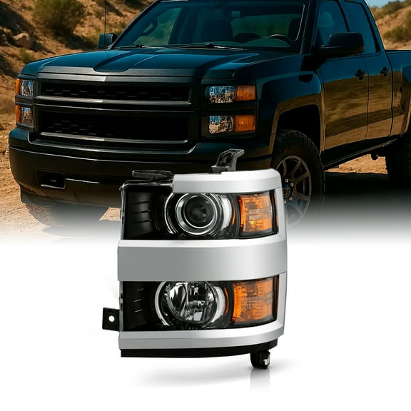 AKKON - Fits 2015-2019 Chevy Silverado 2500 3500 HD OE Projector Chrome Headlights Left Driver Side Replacement