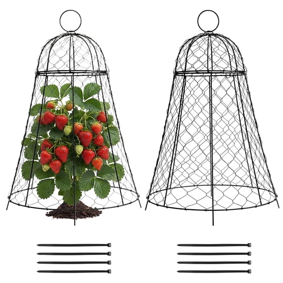 Gamexcel 2 Pack Chicken Wire Garden Cloche, 17 in Metal Plant Cages for Seedling Protection and Outdoor Gardens