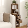 thumbnail image 5 of GODPAW Set of 2 Tall Narrow End Tables with Drawers, 7.8" Wide, Open Shelf and Fluted Panels, 43" H, for Small Spaces, 5 of 6