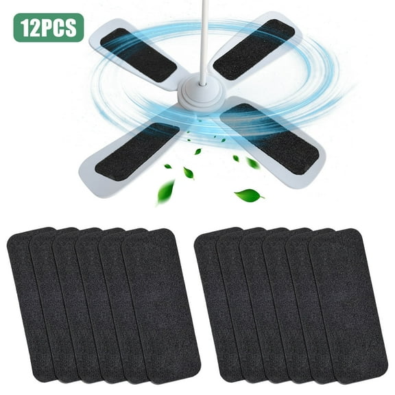 12pcs Ceiling Fan Filters for Blades, TSV Activated Coconut Carbon Fan Filter for Ceiling Fan, Easy-Stick Universal Air Filter for Common Household Contaminants
