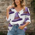 thumbnail image 2 of IMENGL Women's Long Sleeve Tops Loose Halloween Print Lightweight Blouses Art Print V Neck Casual Basic Long Sleeve Shirt for Women,M-XXL, 2 of 6