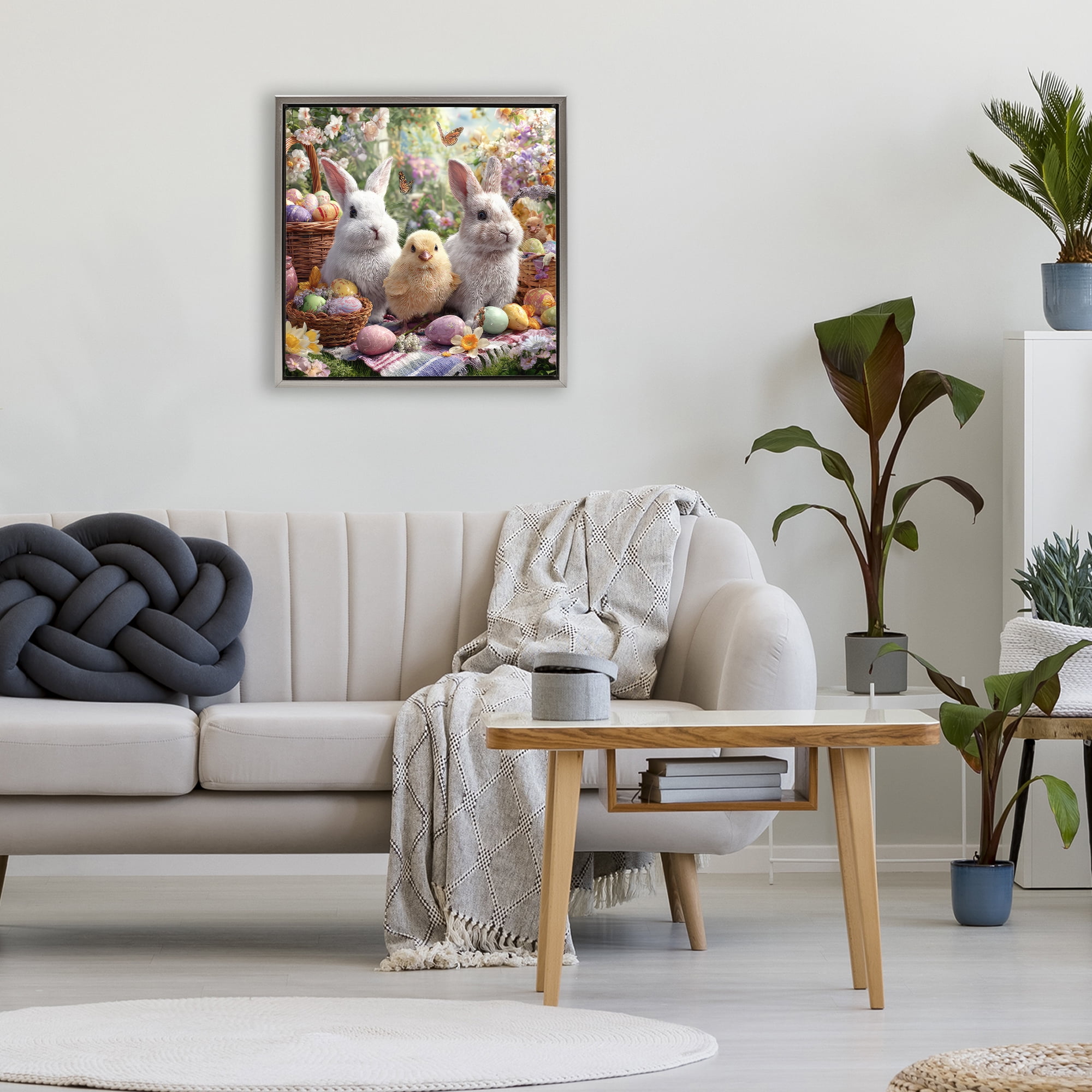 Stupell Industries Easter Animals & Eggs Gray Framed Floater Canvas Wall Art, design by The Wands Want