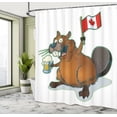 thumbnail image 4 of Ambesonne Canada Shower Curtain, Beaver Holding a Beer Mug, 69"Wx70"L, Ginger Multicolor, 4 of 4