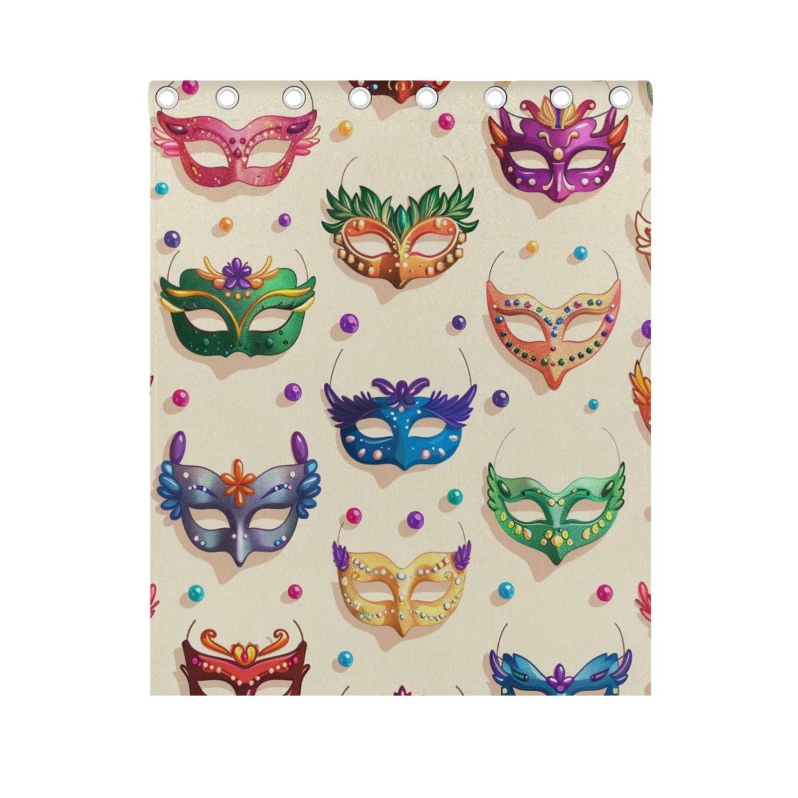Carnival Masks Beads Curtains Black Out Curtains for Sliding Glass Doors Bedroom Living Room Bathroom 2 Panels Set