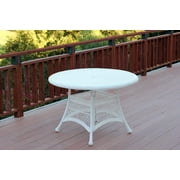 Jeco Resin Wicker 44 Round Dining Table in White