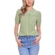 thumbnail image 1 of Blusa de manga corta con cuello Peter Pan en contraste para mujer Inspire Chic, top de cuadros, color verde M, 1 of 6