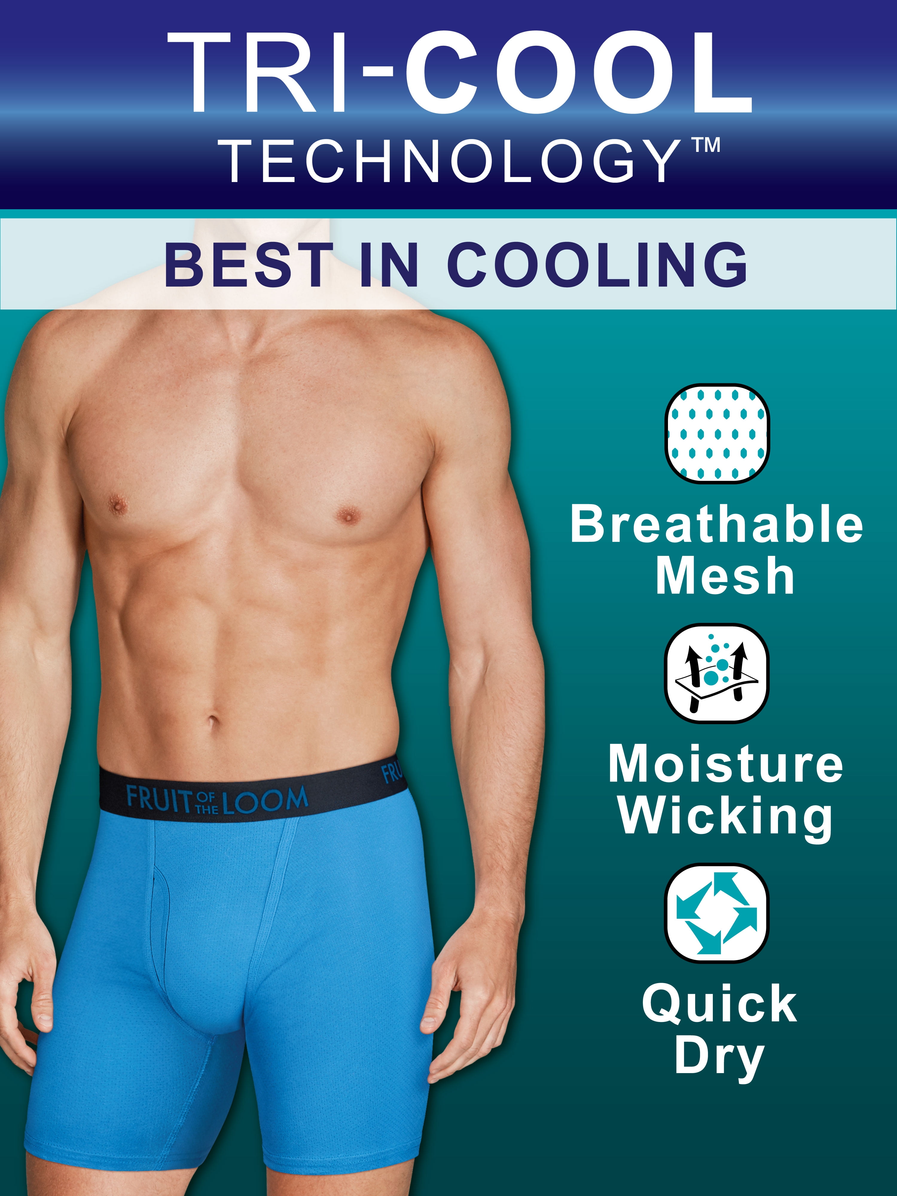 Men's Breathable Performance Assorted Color Boxer Briefs, 3 Pack