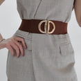 thumbnail image 4 of SWSMCLT Women's Stretch Belt For Dress Faux Leather Belt Travel Metal Buckle Thick Metal Spring Casual Fall Coffee One Size, 4 of 4