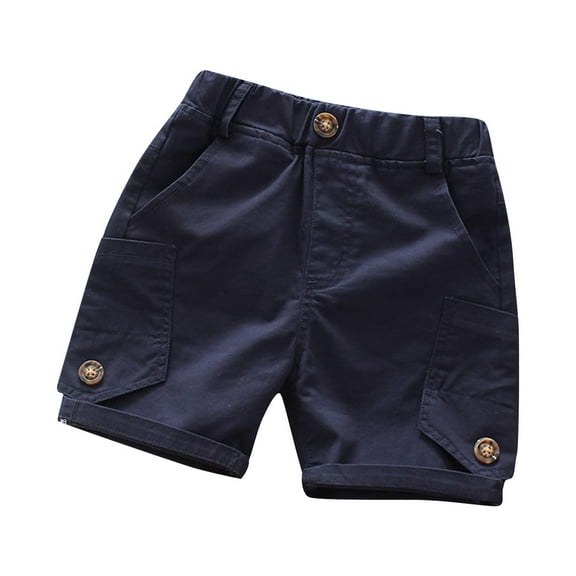 Akafmk Solid Color Cargo Shorts,Elastic Waist Casual Comfortable Bottoms with Pockets (Toddler Boy's or Boy's),Sizes 1-8 Years
