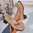 thumbnail image 5 of Xfvqtps Womens Bowknot Mary Jane Block Heel Round Pumps Suede Closed Square Toe Dress Shoes Khaki, 5 of 9