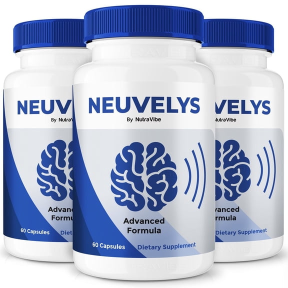 (3 Pack) Neuvelys – Natural Daily Support Blend for Nerves, Memory & Focus | Neuvelys Easy-to-Take Capsules (180 Capsules)