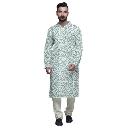 

Atasi Designer Kurta Pajama For Men Printed Angrakha Style Casual Summer Clothing