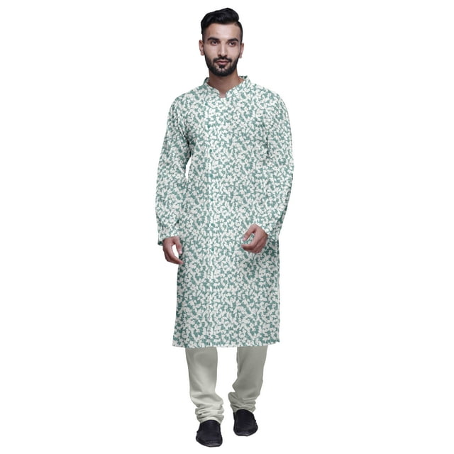 Atasi Kurta Pyjama de Designer pour Hommes Imprimé Style Angrakha Vêtements d'Été Décontractés