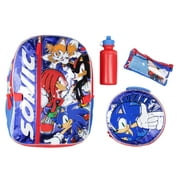 Sonic The Hedgehog Backpack 16" Fast Molded Lunch Cinch Bag 5PC Set
