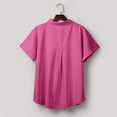 thumbnail image 4 of Kagetolytai Womens Tops Womens Short Sleeve Shirts Solid Color Casua Button Down Blouse Tops With Chest Pocket Summer Tops for Women 2024 Hot Pink S, 4 of 6