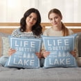 thumbnail image 5 of Set of 2 LIFE IS Pillow Covers 16x16 Inch, BETTER AT THE LAKE Minimalism Blue Decorative Throw Pillow Cases Cotton Cushion Covers for Sofa Couch Bed Living Room Bedroom Home Decor, 5 of 9