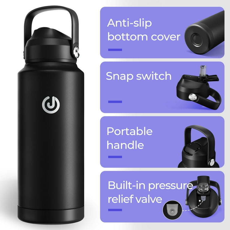 Insulated Stainless Steel Wide Mouth Water Bottle with Flex Straw Lid for  Sports and Travel, Double-Wall Vacuum Insulation, BPA Free, 24oz, Blue  Purple - Walmart.com