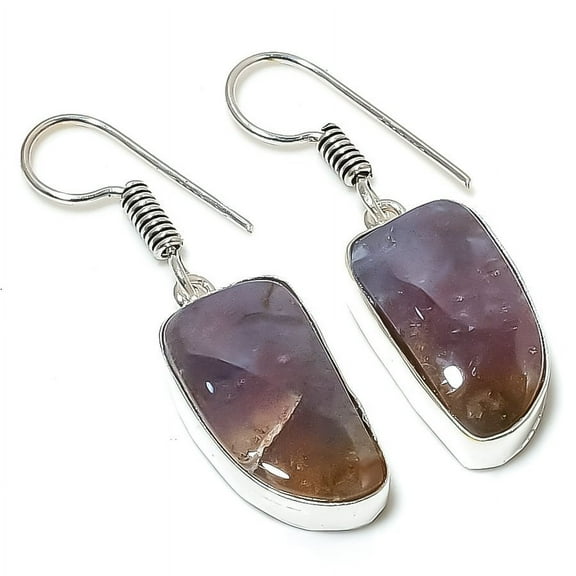 Natural Dragon Blood Gemstone Handmade 925 Sterling Silver Earring 1.69"