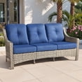 thumbnail image 2 of Ovios Outdoor Patio Sofa 3-Seater with Cushions All-Weather Wicker Rattan Couch for Garden, Porch, or Backyard, 2 of 7