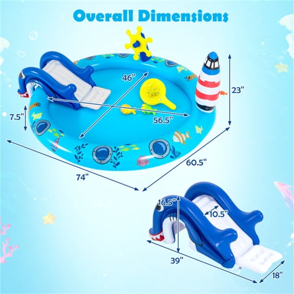 Sunnyfree Inflatable Swimming Pool with Water Play Center, Designed for Children and toddlers, with Slides and Bbuilt-in Water Jets