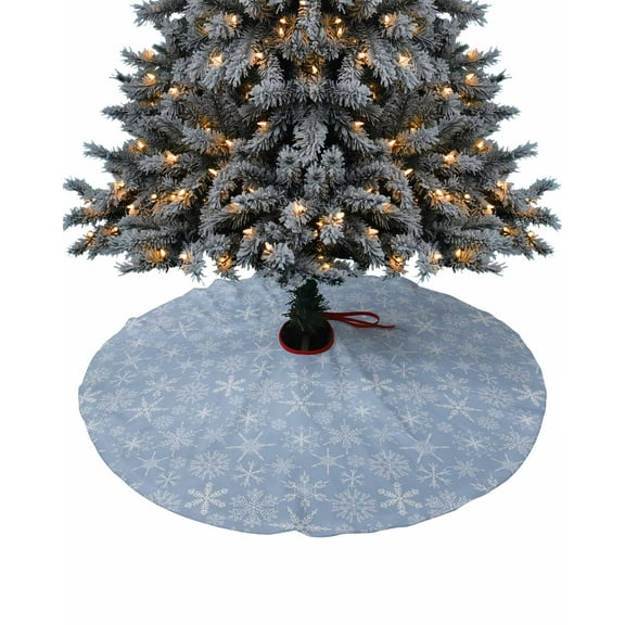Blue Snowflake Christmas Christmas Tree Skirt 48 Inches Large Christmas Skirt Tree, Rustic Xmas Winter Snowflake Tree Skirt Christmas Decorations for Fireplace Party Holidays Indoor Outdoor