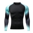 thumbnail image 2 of Men's Long Sleeve Compression Shirts, Stretch Colorblock Athletic Base Layer Top for Outdoor Gym Sports Workout, 2 of 9