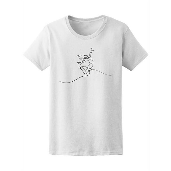 Continuous Line Art Happy Jumping Lady T-Shirt Women -Image by Shutterstock, Female Small