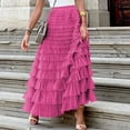 thumbnail image 4 of Womens Long Tulle Skirt A Line Ruffle Tiered Layered Skirts High Waisted Flowy Fairy Tutu Maxi Skirts, 4 of 8