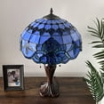 thumbnail image 5 of Tiffany Table Lamp Blue Stained Glass Baroque Style Lavender LED Bulbs Included for Living Room Bedroom Bedside 16'W*16"D*24"H, 5 of 7