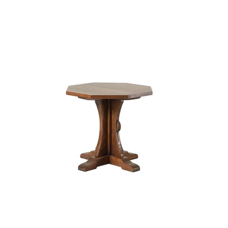 Crafters and Weavers Mission Solid Oak Mouse Detail End Table