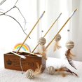 thumbnail image 3 of Juego de juguetes interactivos para gatos con plumas, 5 palos de madera natural, 5 juguetes de peluche diferentes, plumas naturales, juguetes de peluche y cuerda elástica (pregunta aleatoria), 3 of 5