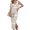 Khaki, variant on LANGWYQU Deep V-Neck Striped Long Dress Sleeveless Strappy Tie Bodycon Dress