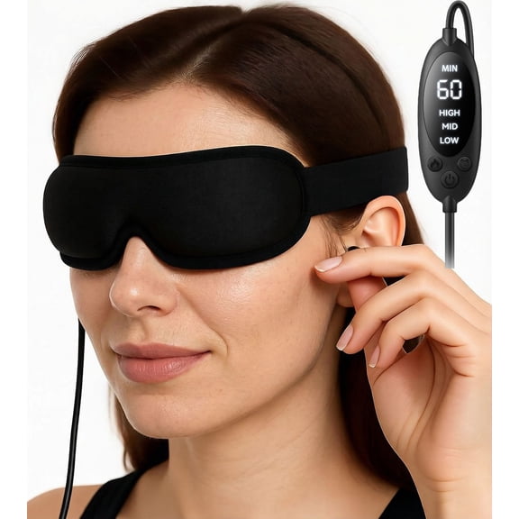 FACEMOON Heated Eye Mask, USB Electric Warm Compress, Dry Eye & Fatigue Relief, Adjustable, black