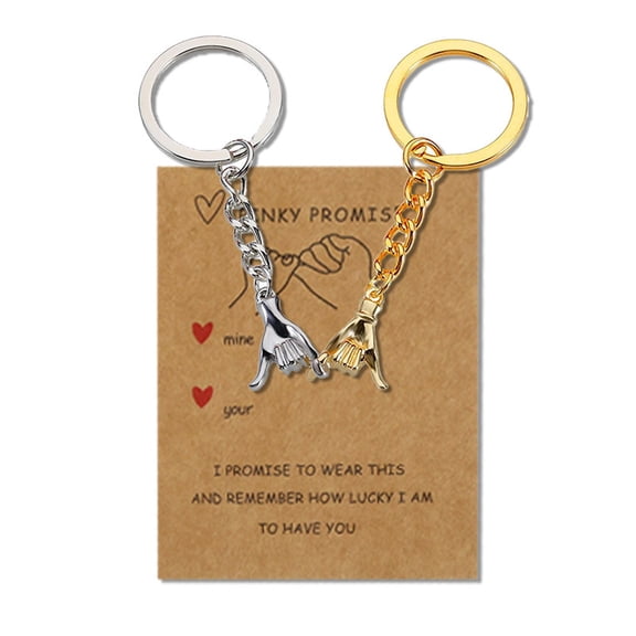 Valentines Day Gifts for Girlfriend Boyfriend - 2PC Pinkie Promise Matching Couples Keychain Gift for Boyfriend Girlfriend Long Distance