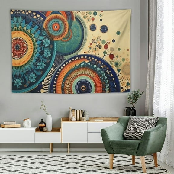 Acheng Vintage Mandala Wall Tapestry for Bedroom, Boho Hippie Floral Indian Leaves Room Decor Tapestries, Bohemian Plants Tapestry Aesthetic Posters for Living Room Yoga Office Dorm 60x40in
