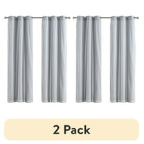 (2 pack) Your Zone Blackout Curtain Panel with Sheer Overlay, 1 Panel, Grey, 37" W x 84" L