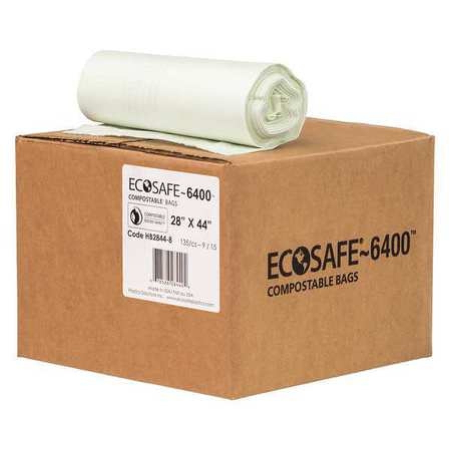 ECOSAFE6400 HB28448 35 gal. Compost Trash Bags 0.85 mil 28", Green